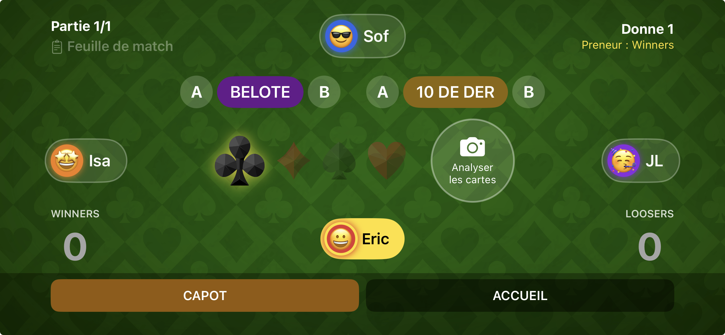 Toggles belote et 10 de der