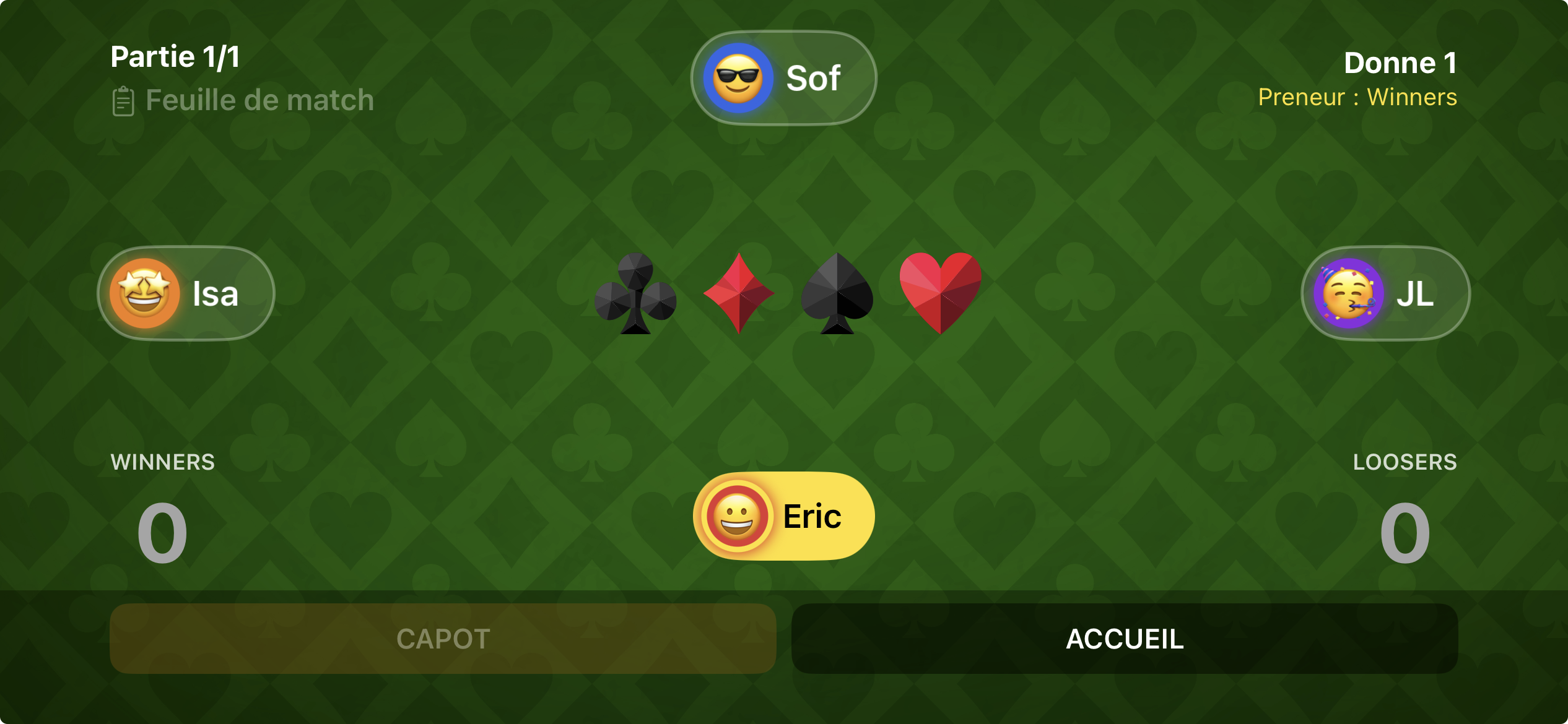 Écran de sélection de l'atout